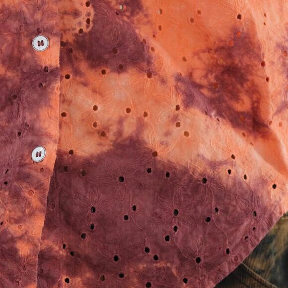 Womens Shirt Size XS Orange Tie Dye Tank Buttons Structured Hippie Vacation - Picture 3 of 7